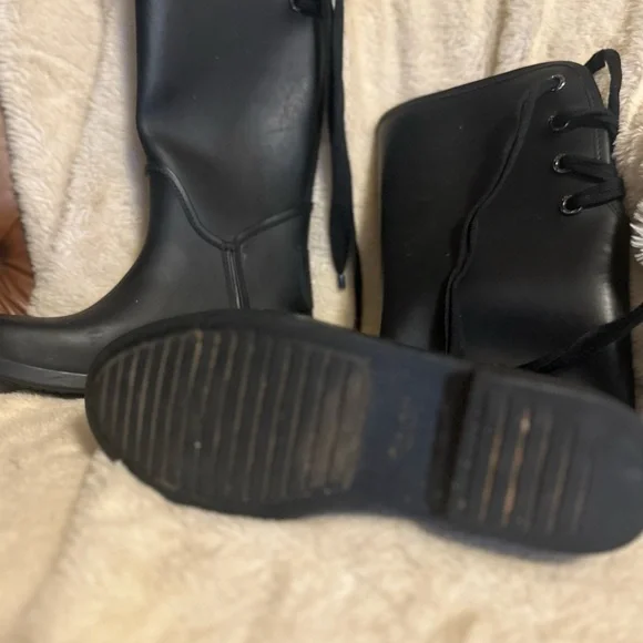 Coach Black Winter Rain Boots with Lace-Up Detail - Picture 7 of 8